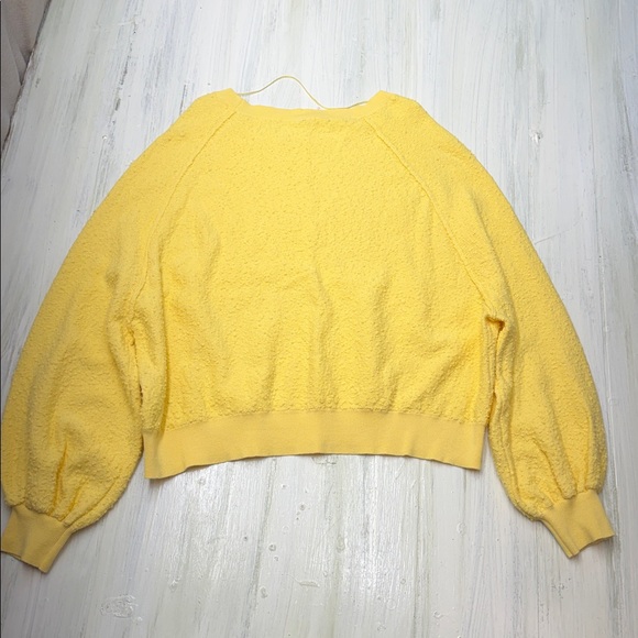 Free People Found My Friend Pullover Sunshine Yellow Crewneck Sweatshirt Sz M - Picture 8 of 12